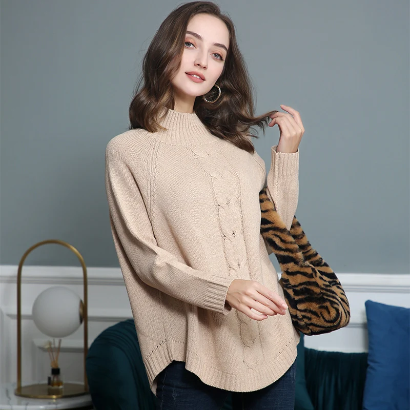 Damen Rollkragenpullover mit Zopfmuster und Raglanärmeln Nord Taschen