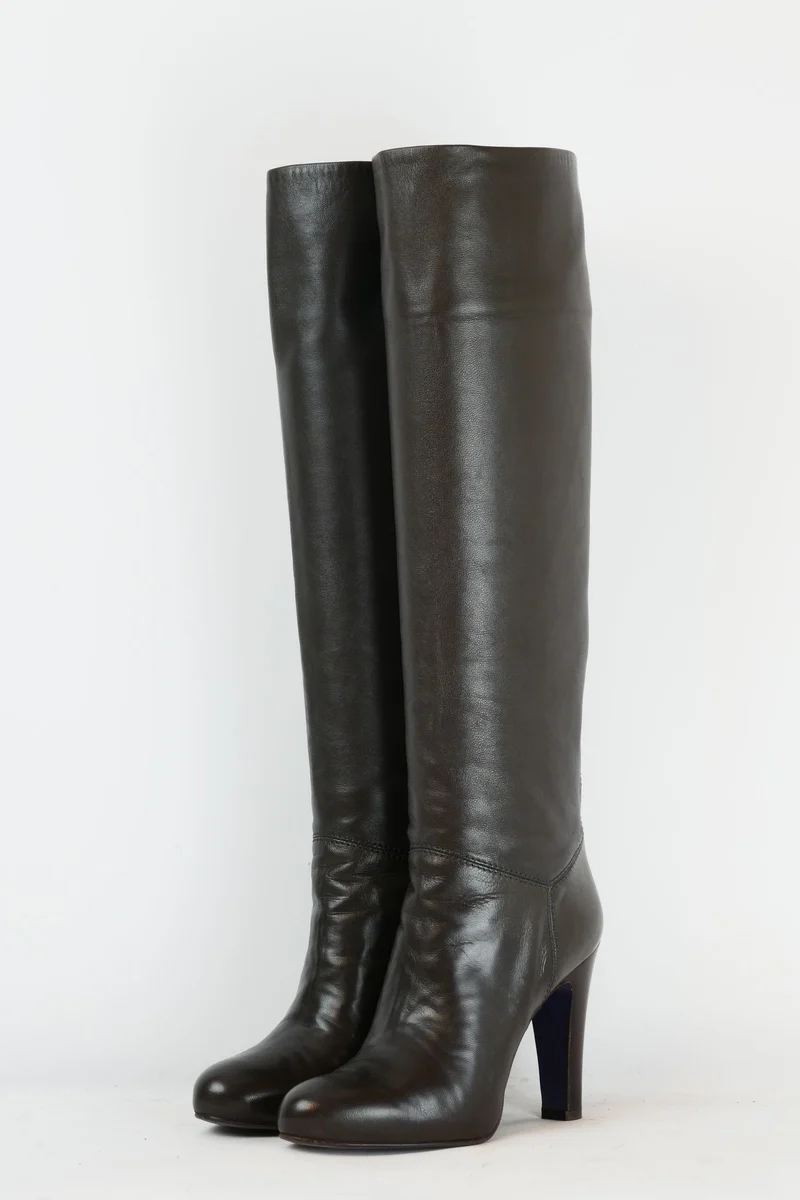 Stiefel Leder grau