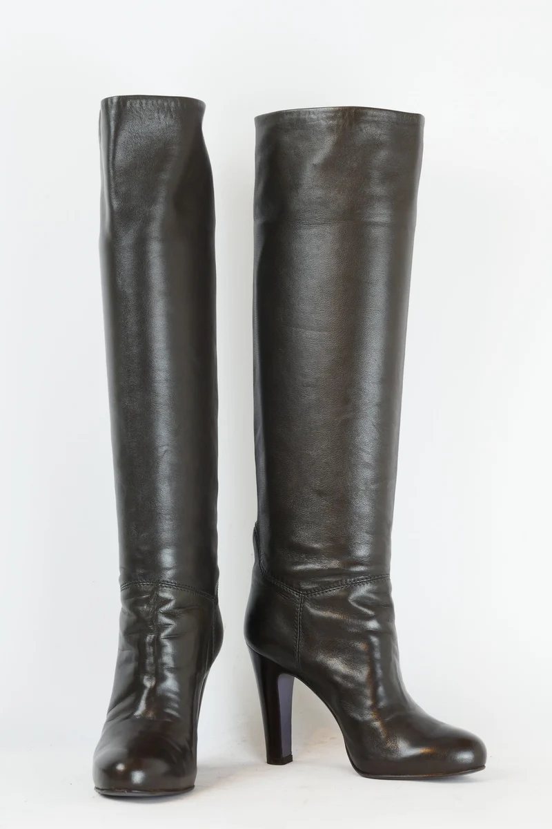 Stiefel Leder grau