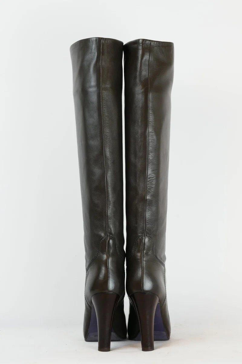 Stiefel Leder grau