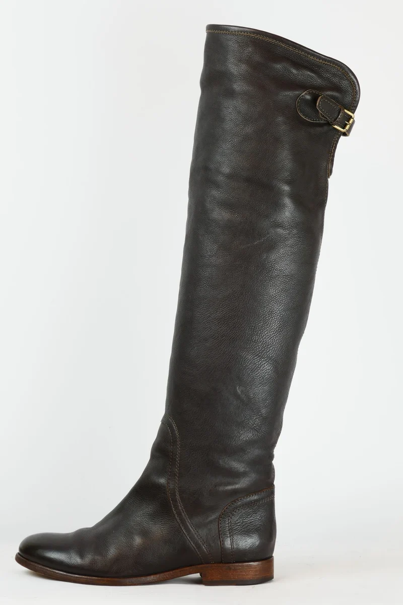 Overknees Leder dunkelbraun