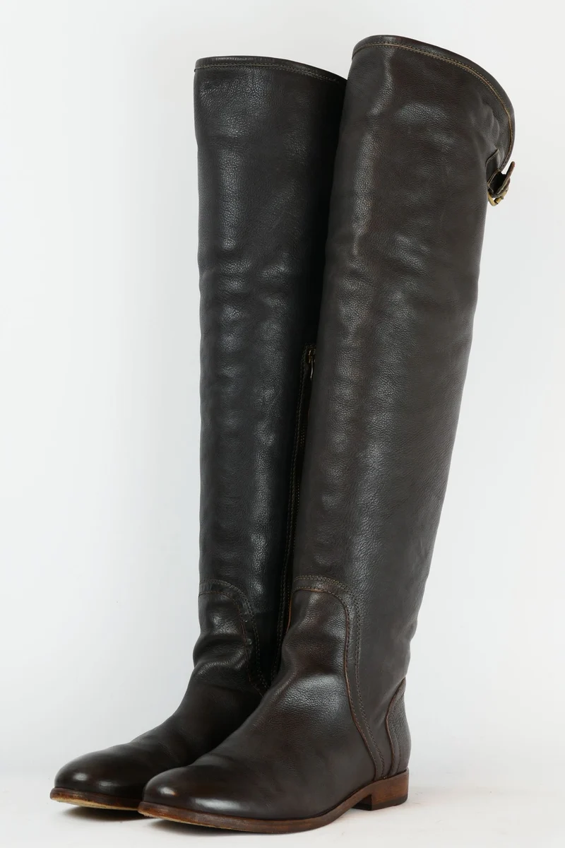 Overknees Leder dunkelbraun