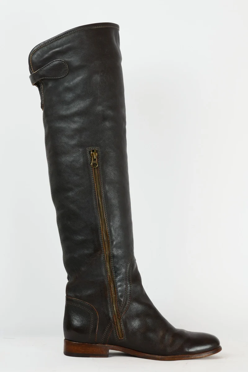 Overknees Leder dunkelbraun