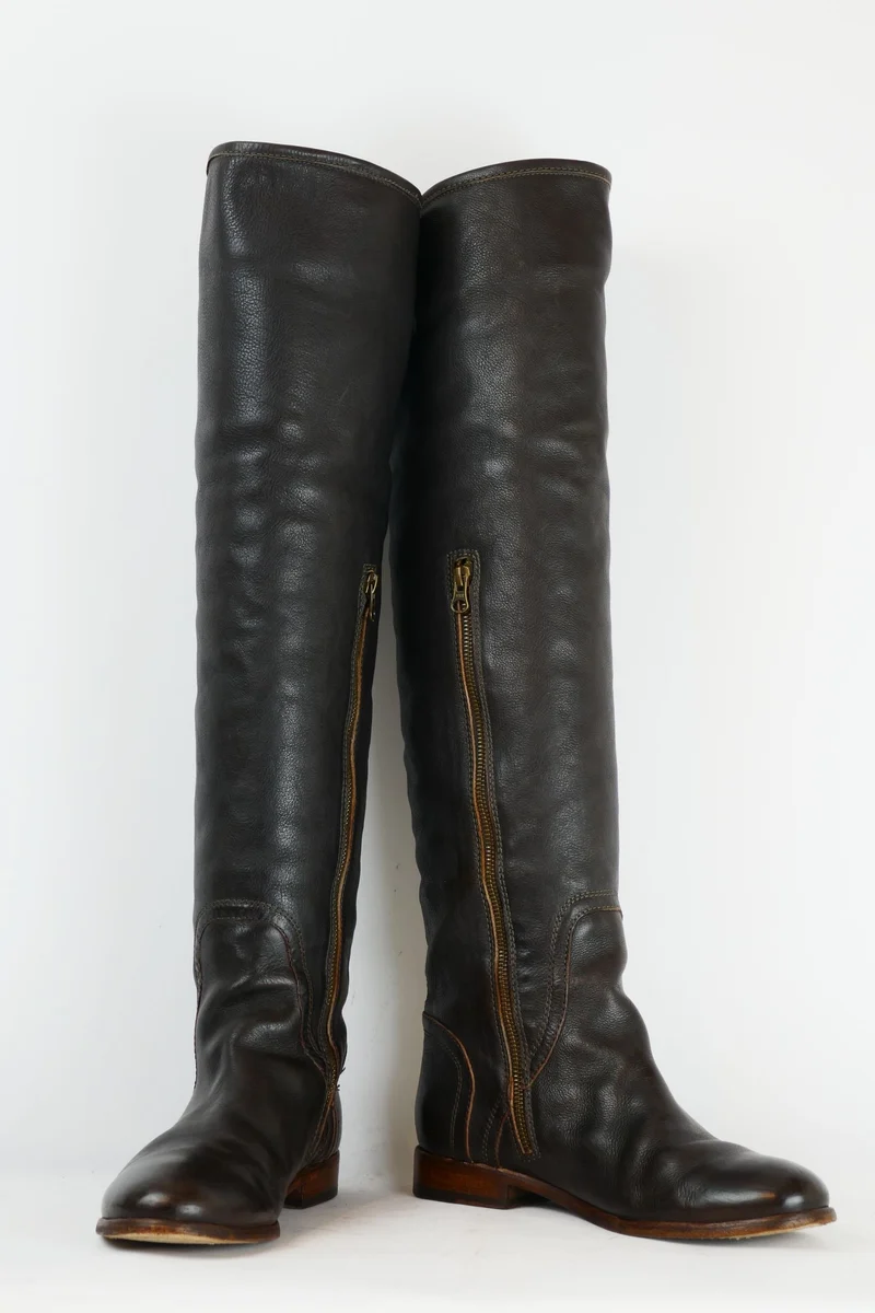 Overknees Leder dunkelbraun