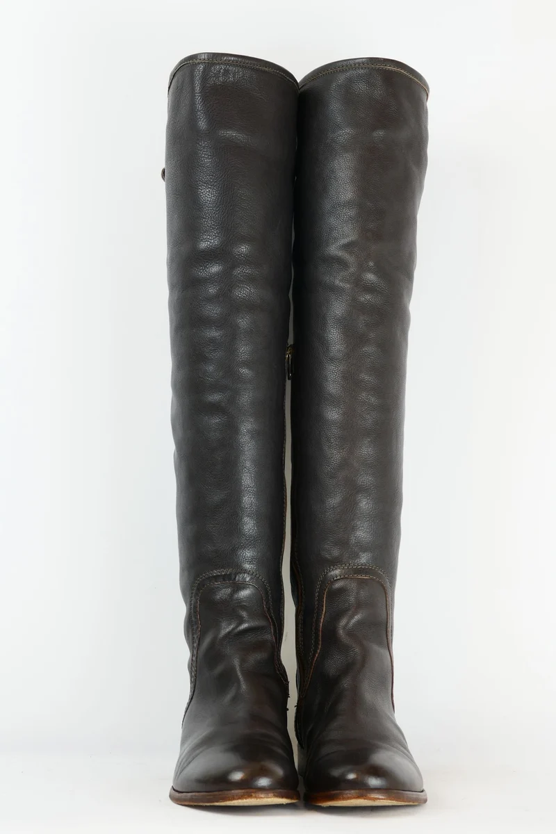 Overknees Leder dunkelbraun
