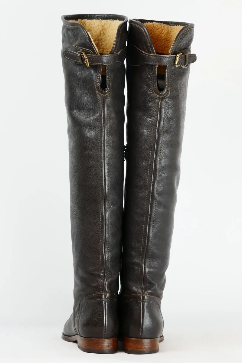 Overknees Leder dunkelbraun