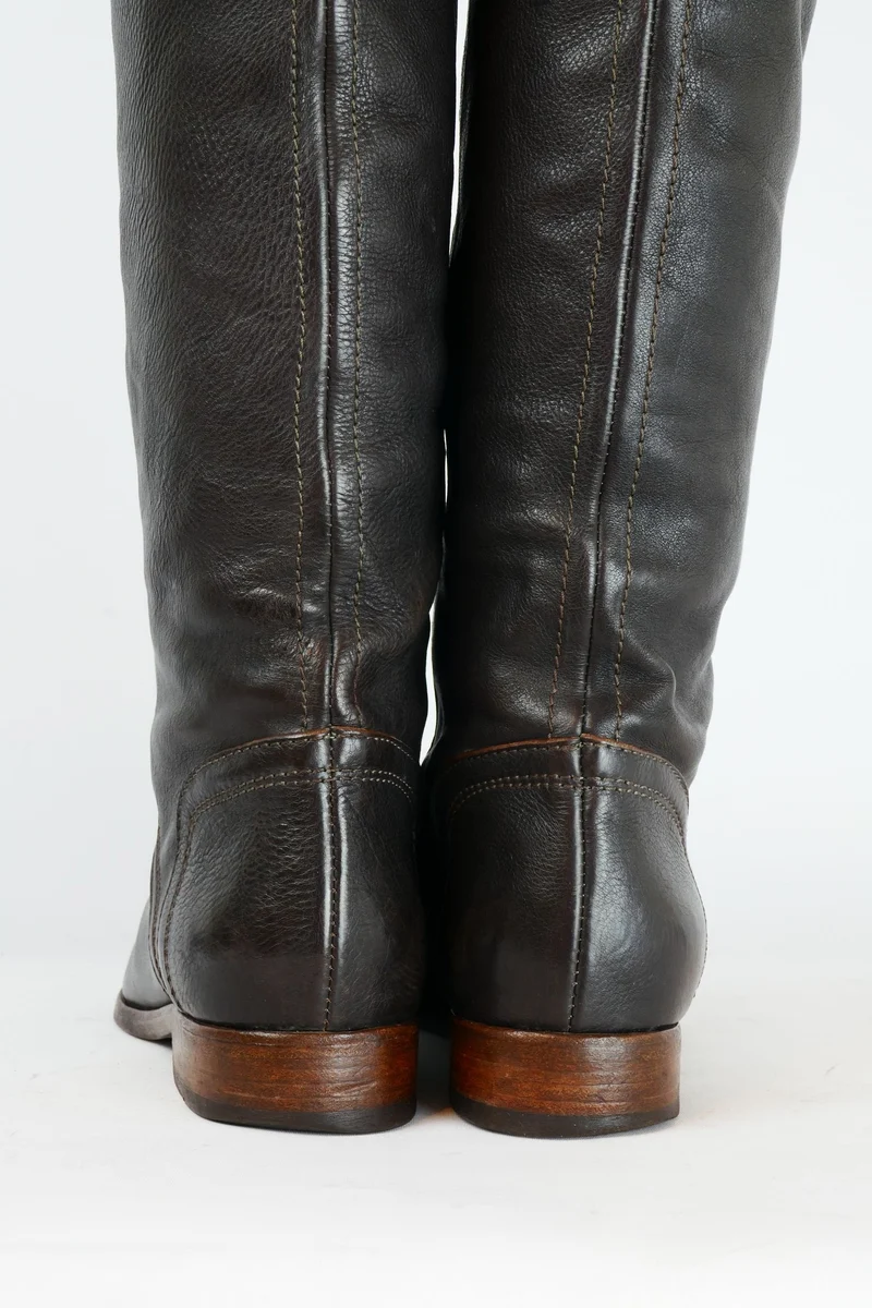 Overknees Leder dunkelbraun