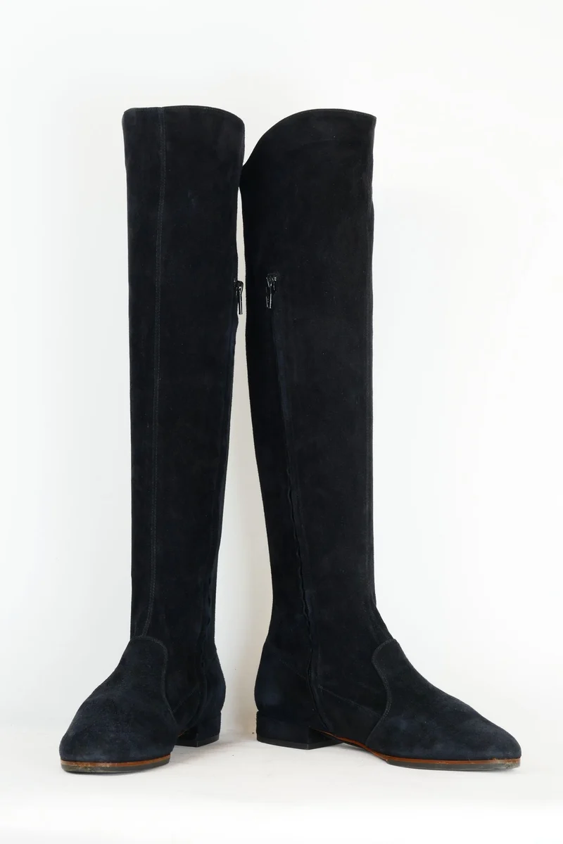 Stiefel Wildleder blau