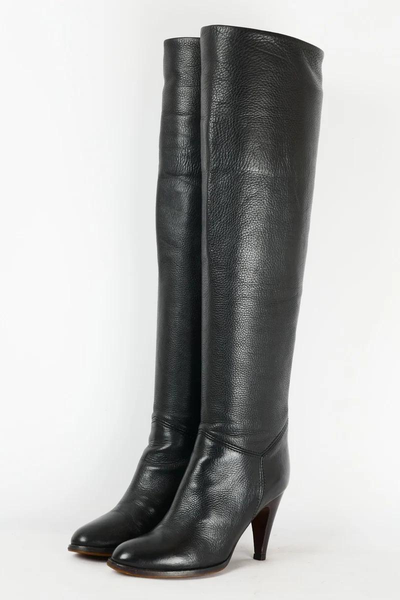 Hohe Stiefel Leder blau