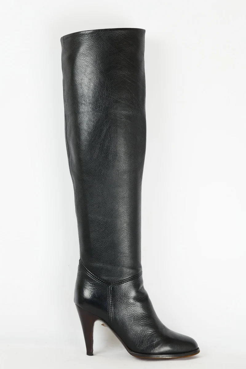 Hohe Stiefel Leder blau