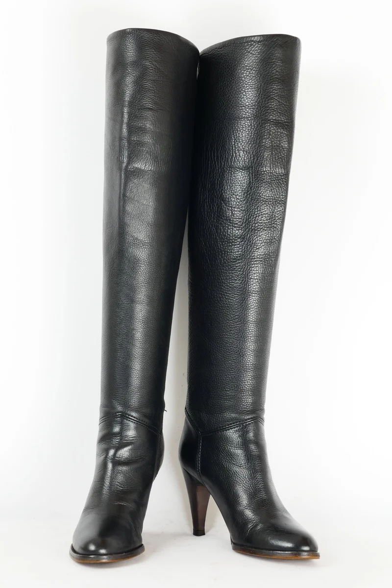 Hohe Stiefel Leder blau