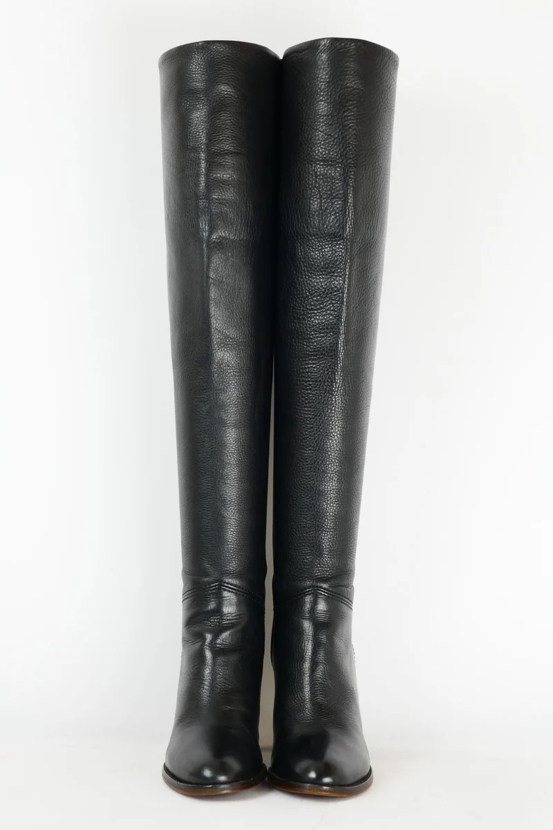 Hohe Stiefel Leder blau