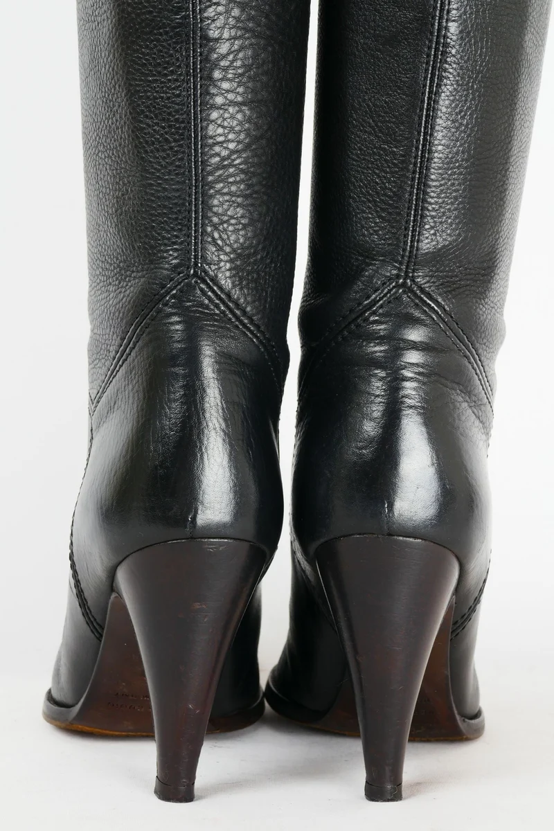 Hohe Stiefel Leder blau