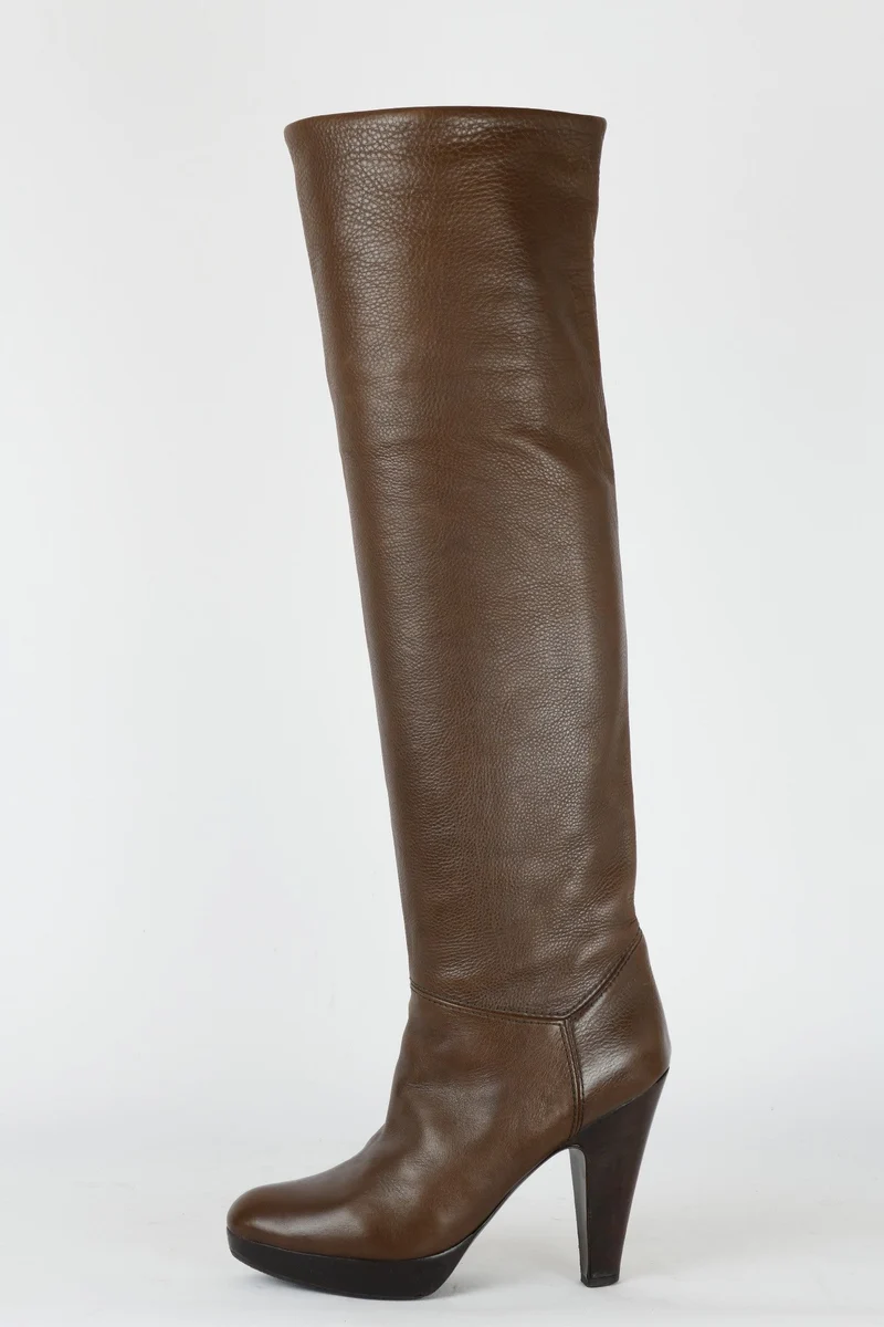 Hohe Stiefel Leder dunkelbraun
