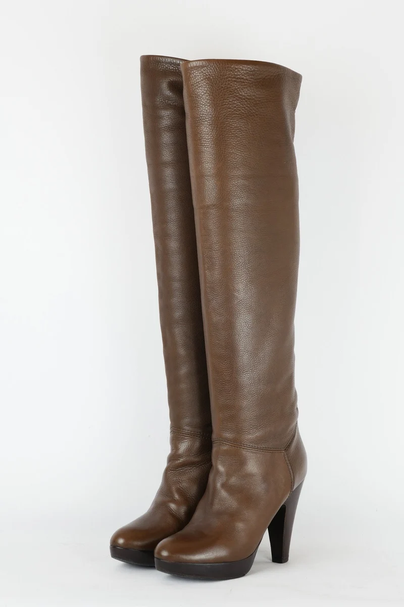 Hohe Stiefel Leder dunkelbraun
