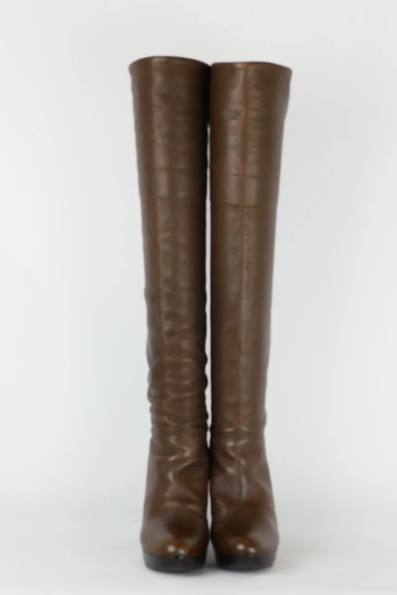 Hohe Stiefel Leder dunkelbraun