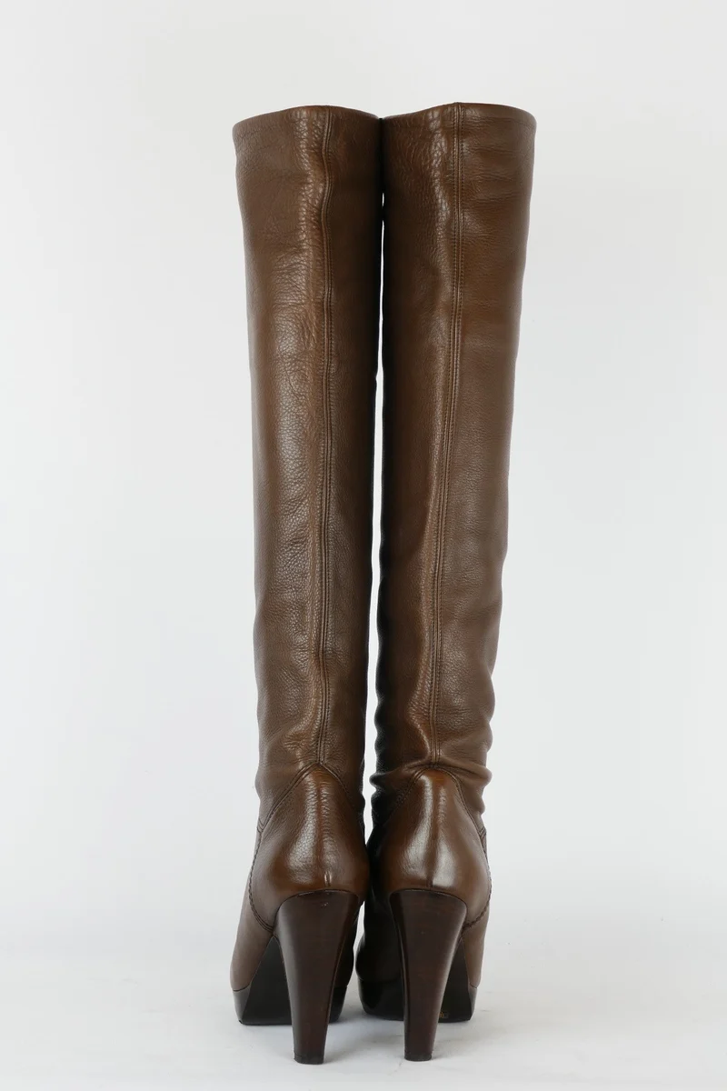 Hohe Stiefel Leder dunkelbraun