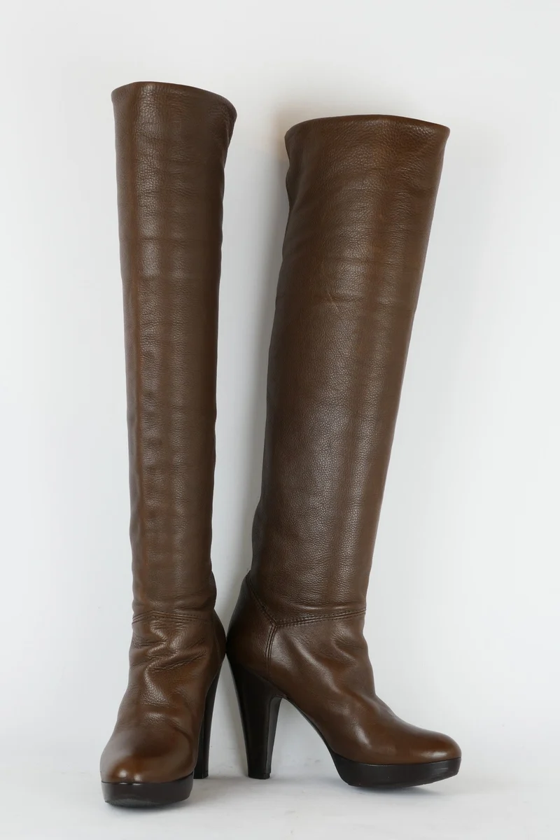 Hohe Stiefel Leder dunkelbraun