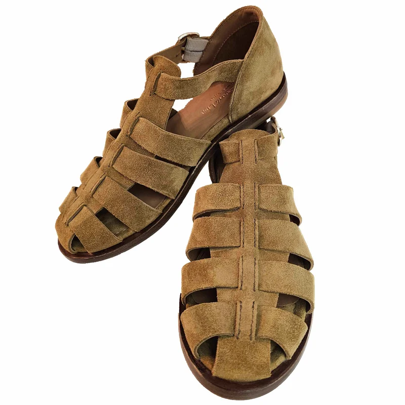 La Bottega di Lisa, Bäckersandalette aus Wildleder in Sand