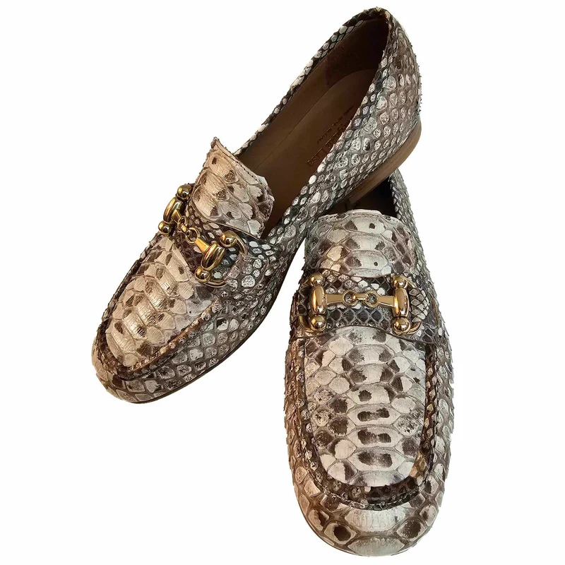 La Bottega di Lisa, Loafer aus weiß-beiger Schlange