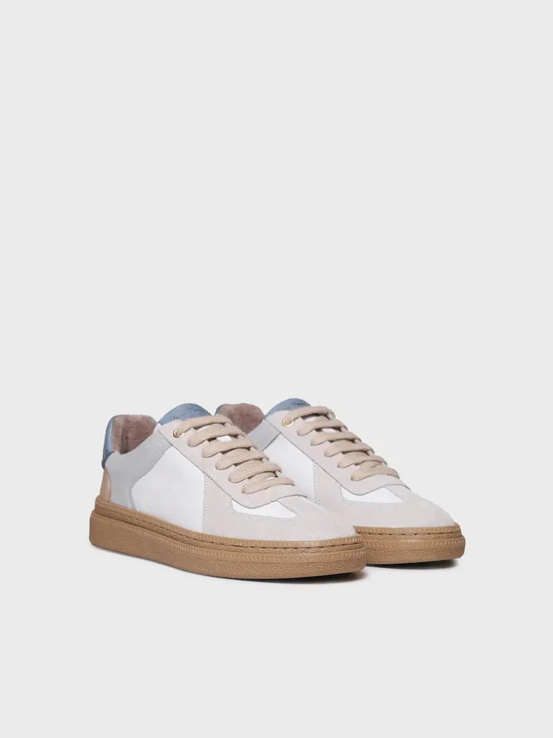 Zapatillas deportivas de mujer en serraje y piel | ATRIA