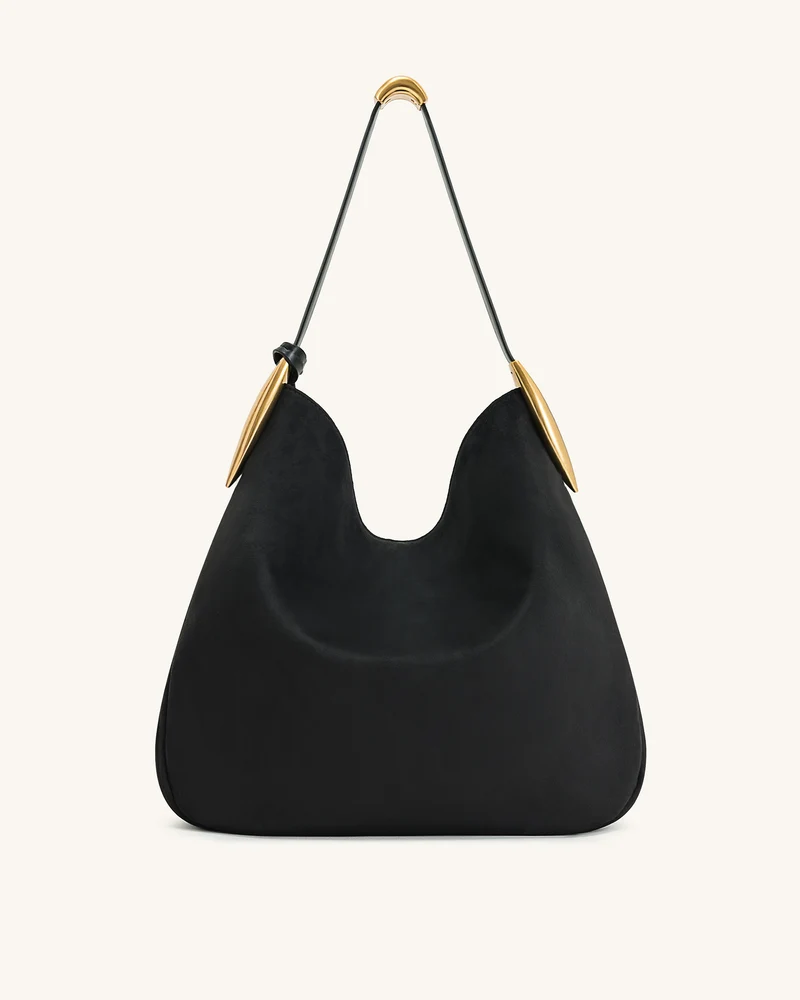 Nina Hobo-Tasche mit Metallanhänger – Schwarz