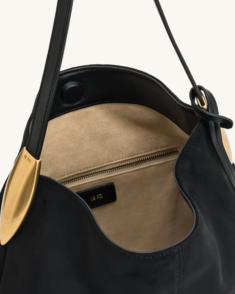 Nina Hobo-Tasche mit Metallanhänger – Schwarz