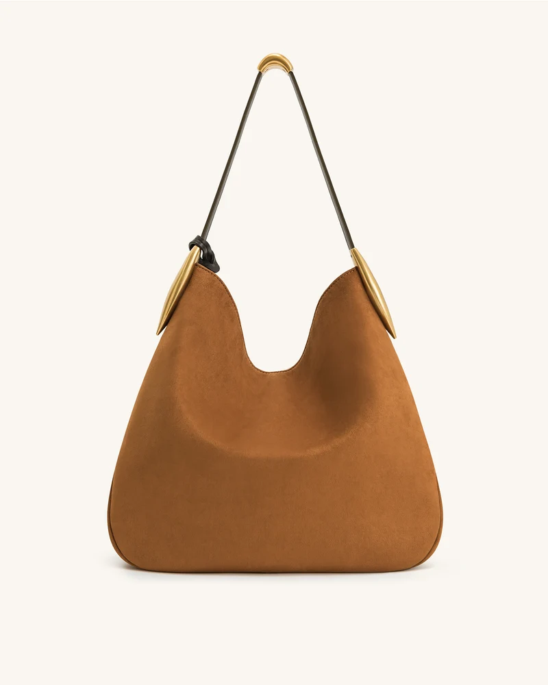 Nina Hobo-Tasche mit Metallanhänger – Braun