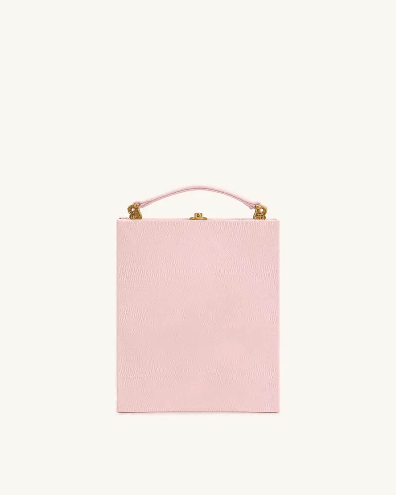 Taya Clutch-Tasche in Buchform mit tropischem Papageienmuster – Rosa