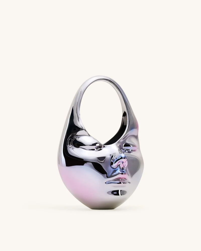 Lillian Gesicht Halbmond-Taschengrifftasche – Silber