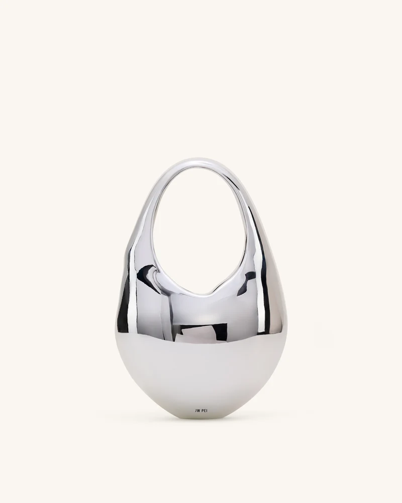 Lillian Gesicht Halbmond-Taschengrifftasche – Silber