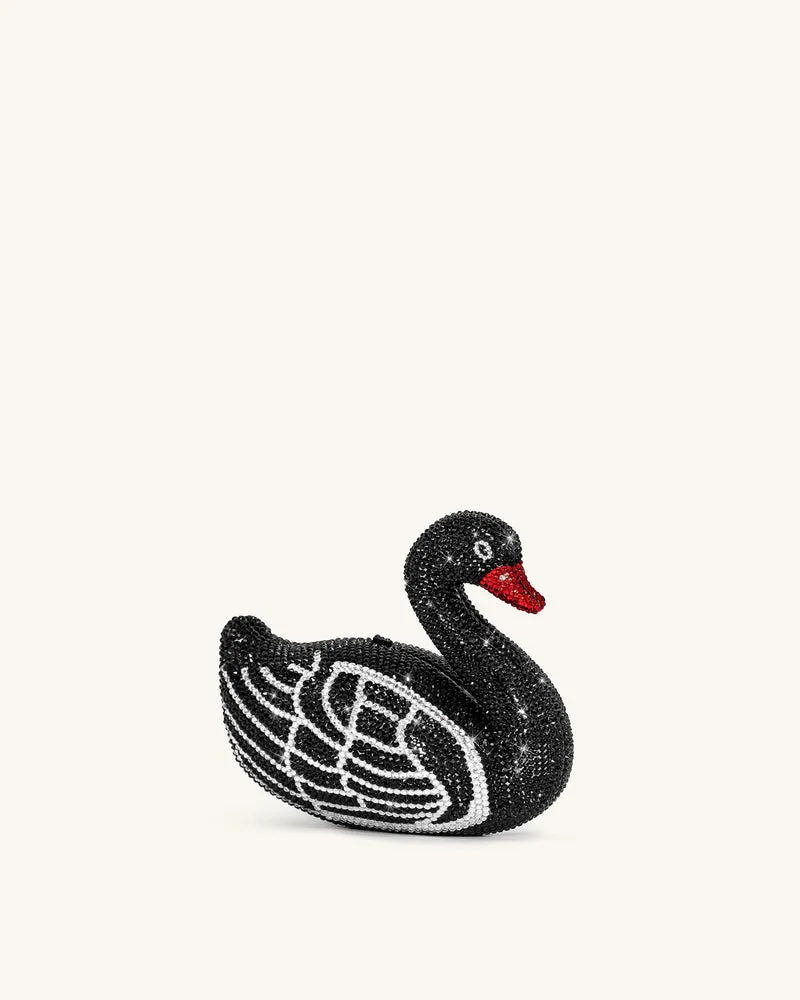 Kinsley Kristall-Schwan Clutch – Schwarz