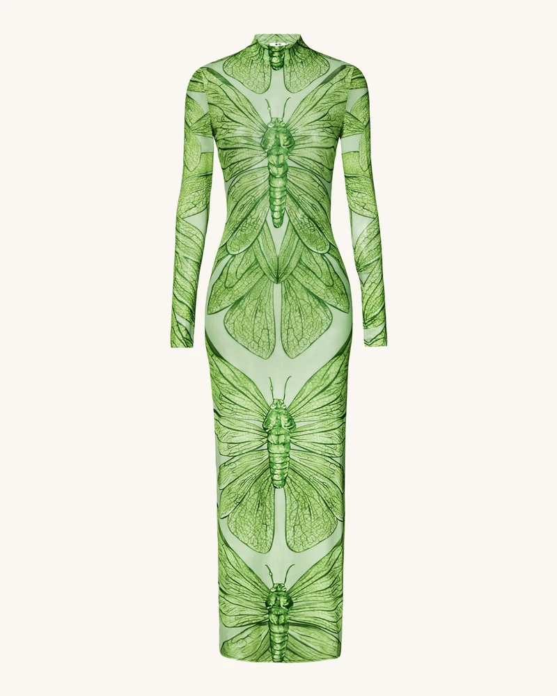 Smaragdgrünes Libellenkleid aus Mesh – Grün
