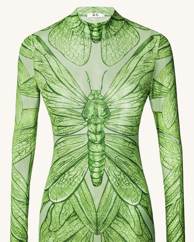 Smaragdgrünes Libellenkleid aus Mesh – Grün