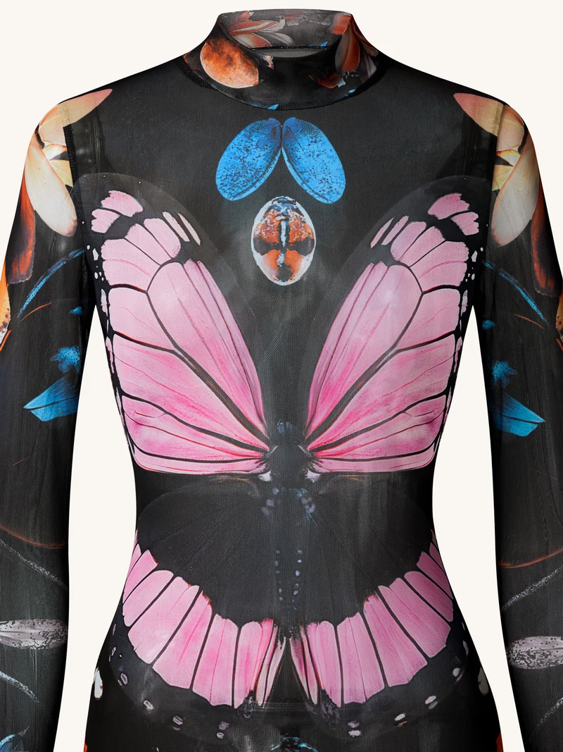Transparentes Schmetterlings- und Käferkleid – Mehrfarbig