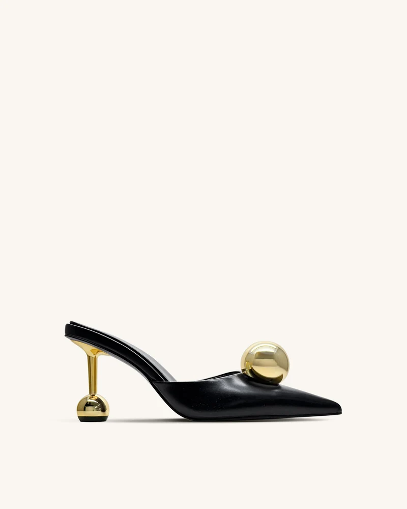 Sofia Mules mit Kugelabsatz – Schwarz