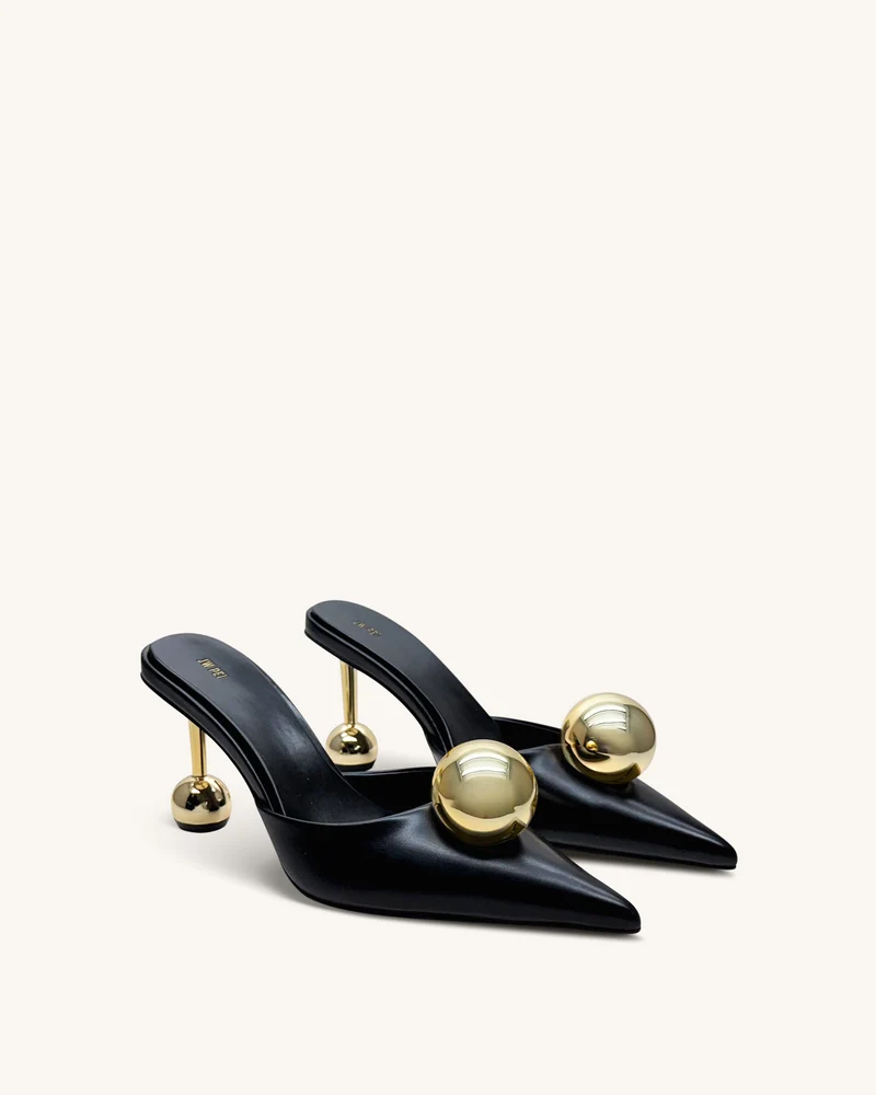 Sofia Mules mit Kugelabsatz – Schwarz