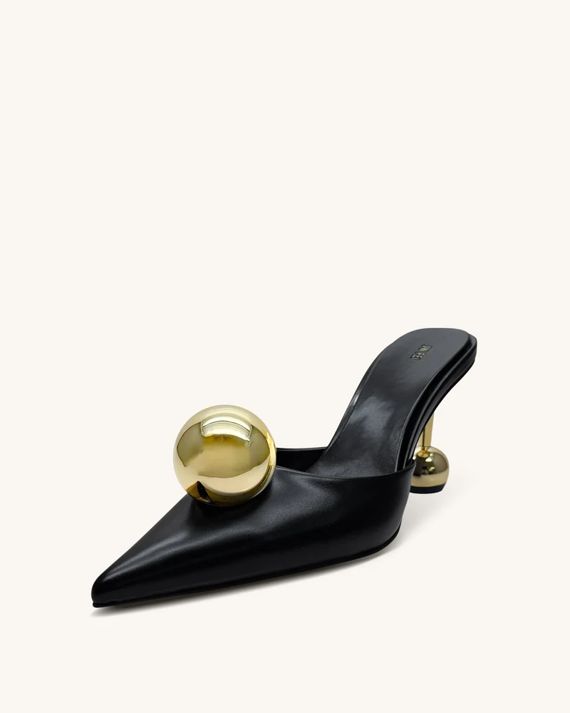 Sofia Mules mit Kugelabsatz – Schwarz