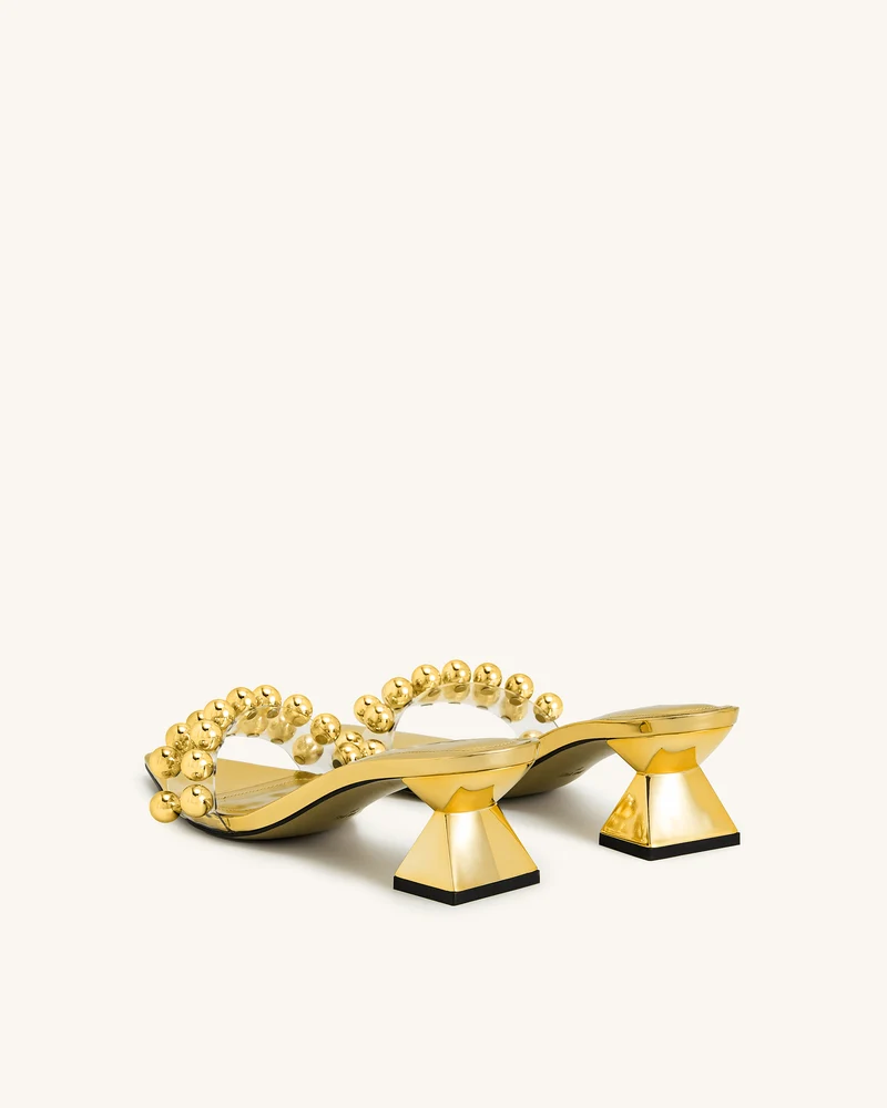 Gianna Mules mit Perlenriemen – Gold