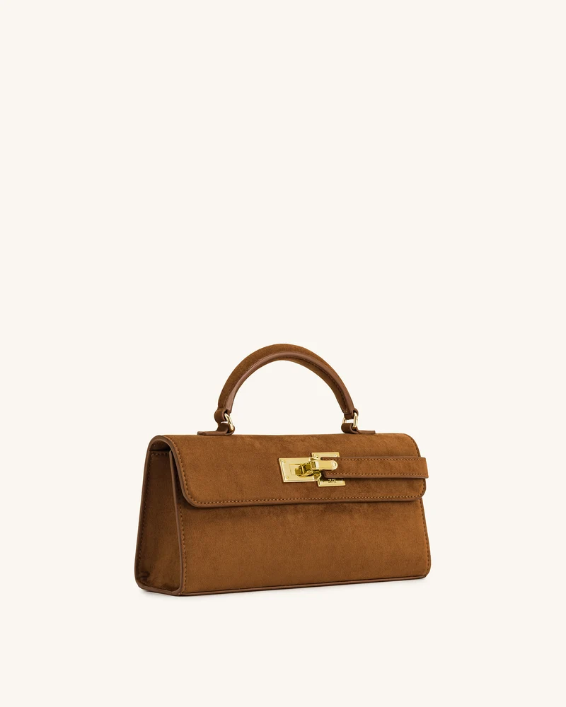 Keyla Handtasche aus Kunstveloursleder mit Griff – Braun