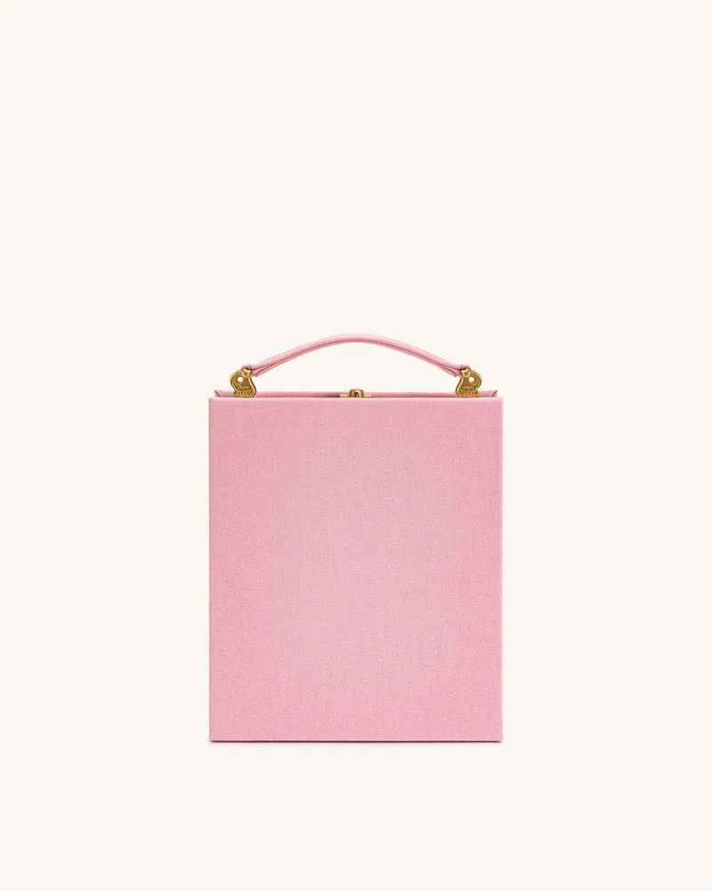 Taya Buchförmige Clutch mit Tabbykatzen-Muster – Rosa