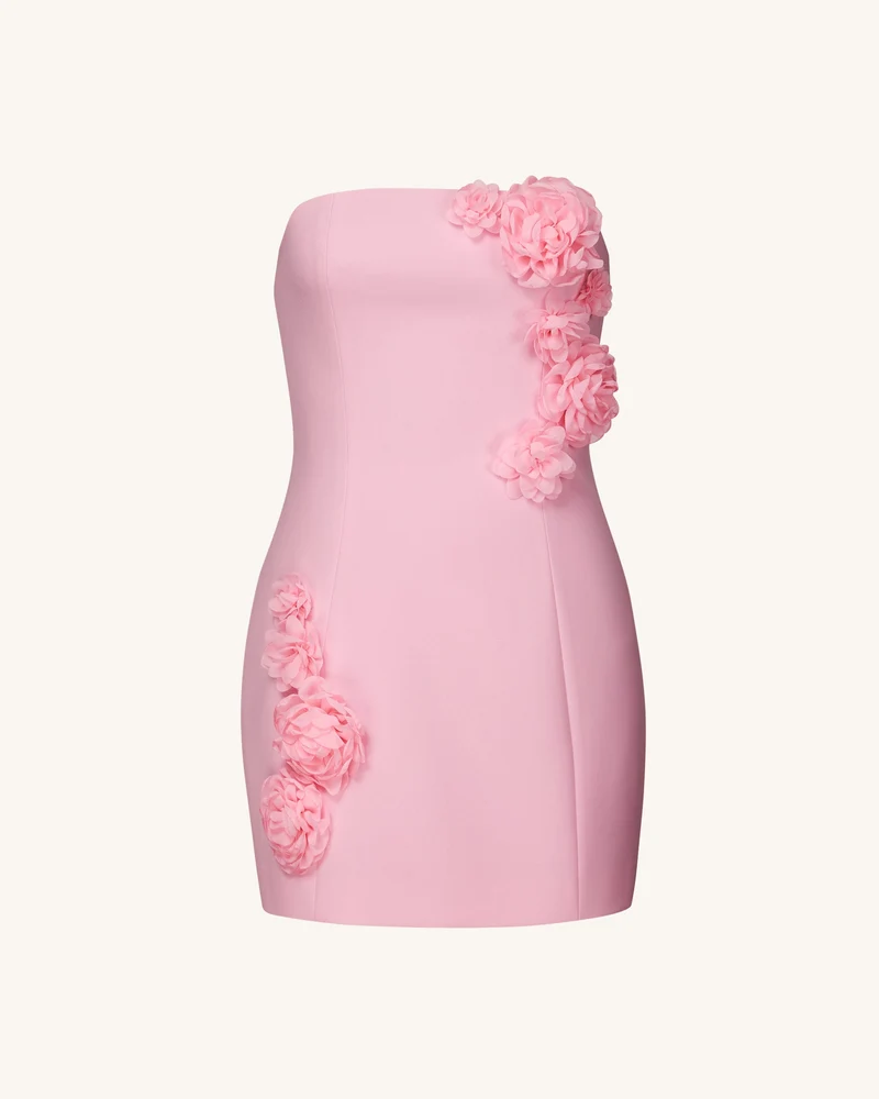 Blossoming Elegance Schulterfreies Kleid – Rosa