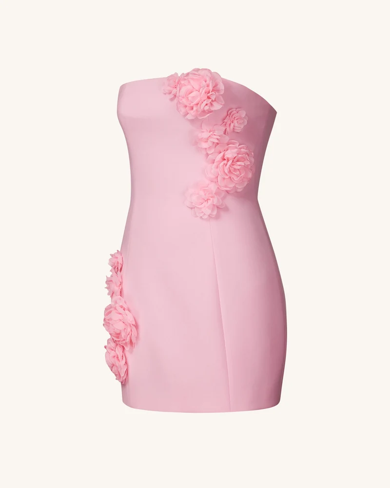 Blossoming Elegance Schulterfreies Kleid – Rosa