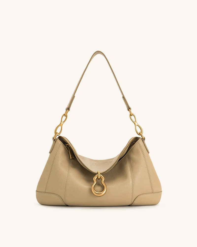 Jayla Schultertasche mit Metallanhänger-Verzierung – Khaki