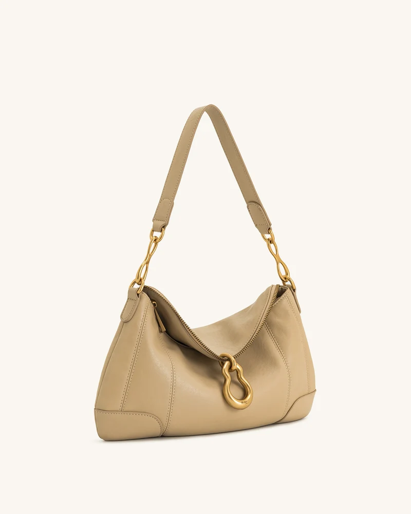 Jayla Schultertasche mit Metallanhänger-Verzierung – Khaki