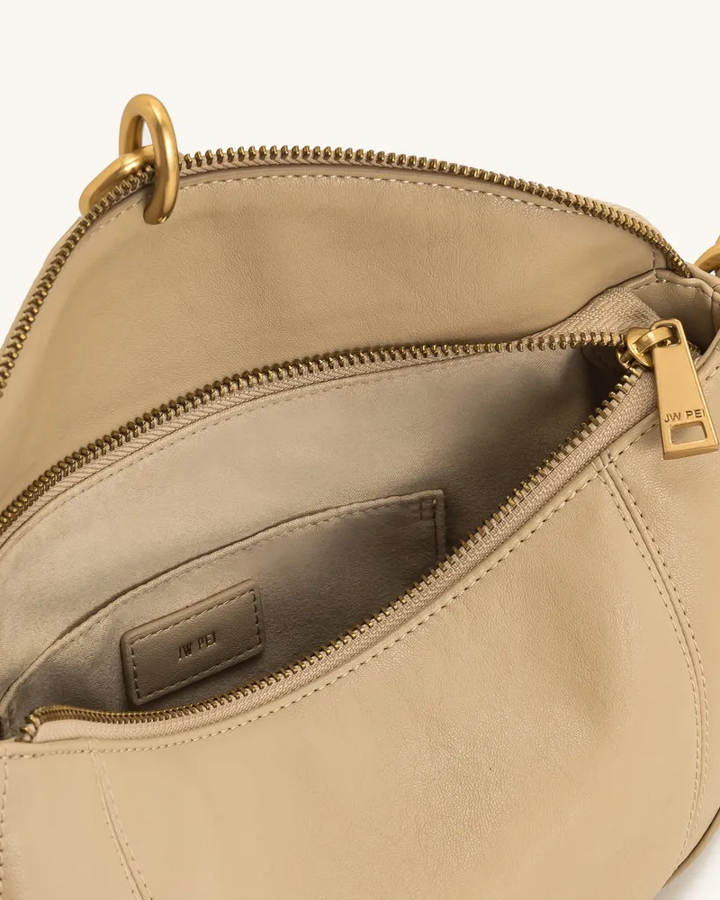 Jayla Schultertasche mit Metallanhänger-Verzierung – Khaki