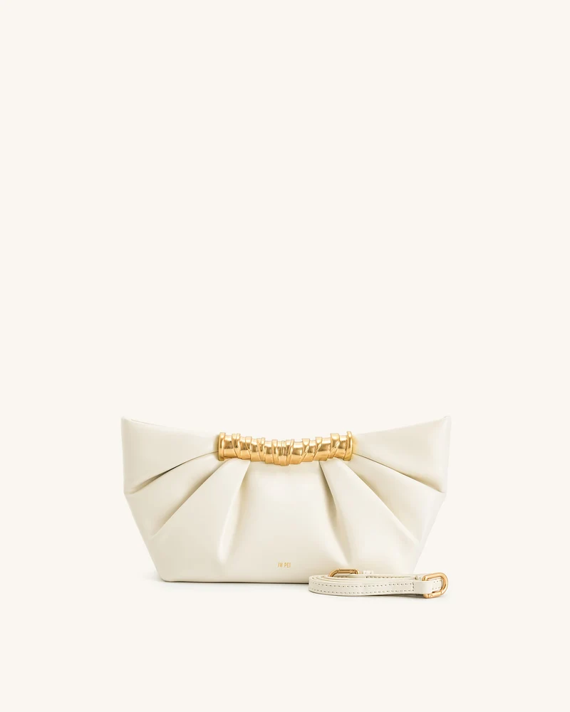 Leia Plissierte Clutch - Weiß
