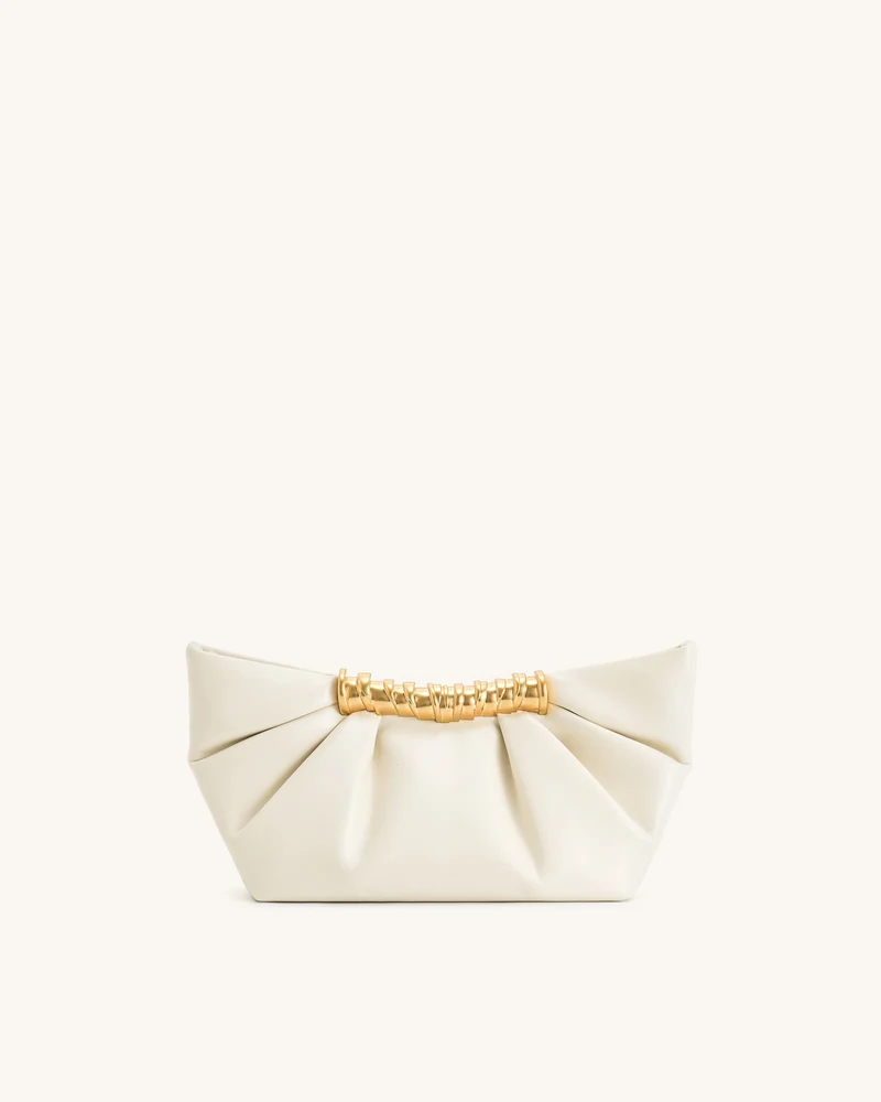 Leia Plissierte Clutch - Weiß
