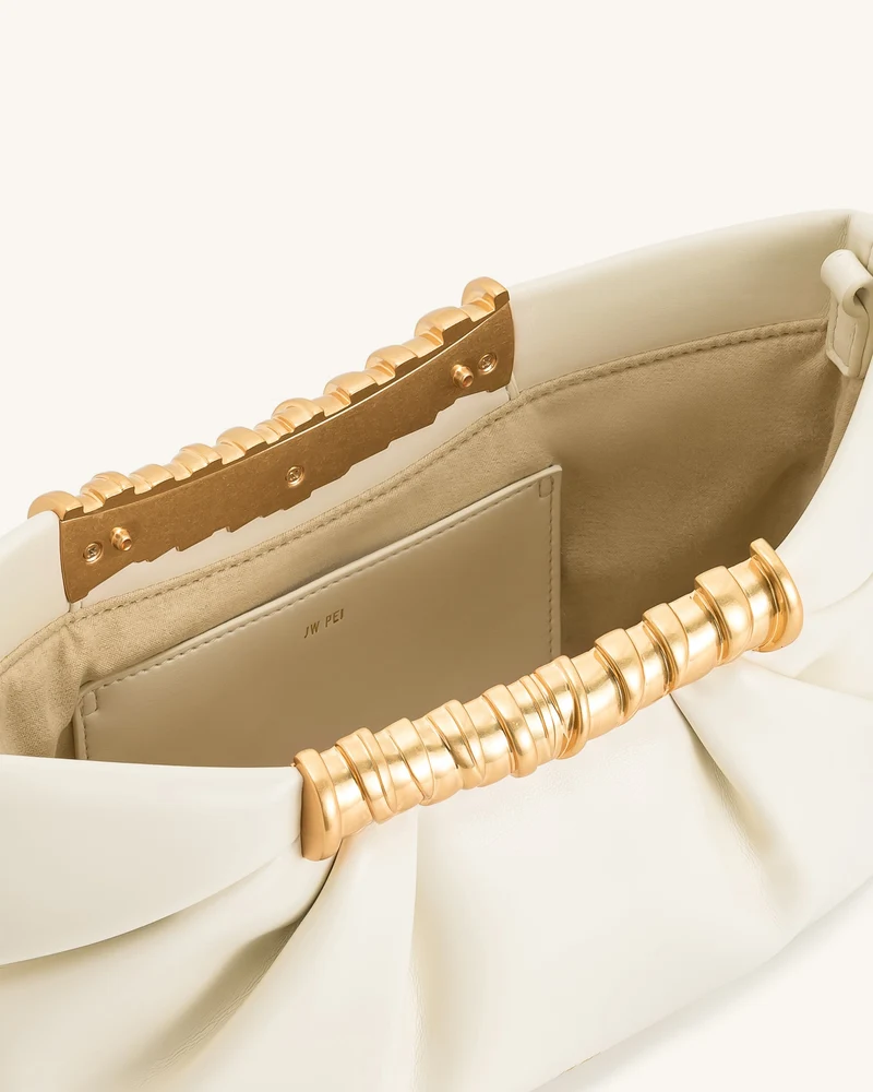 Leia Plissierte Clutch - Weiß