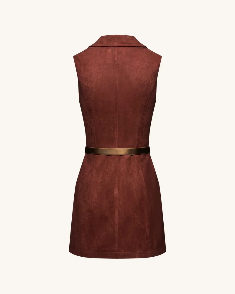 Ariana ärmelloses Wildleder-Minikleid - Burgunderrot